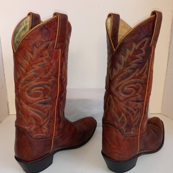 JUSTIN Ladies Sz 7.5B L4562 Chestnut Marbled Leather Deerlite Western Dress Boot - Picture 8 of 15